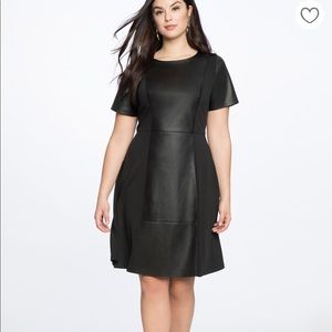 ELOQUII black faux leather and pointe mix dress